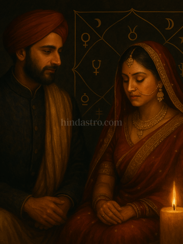 "Illustration representing traditional arranged marriage indicators in astrology."