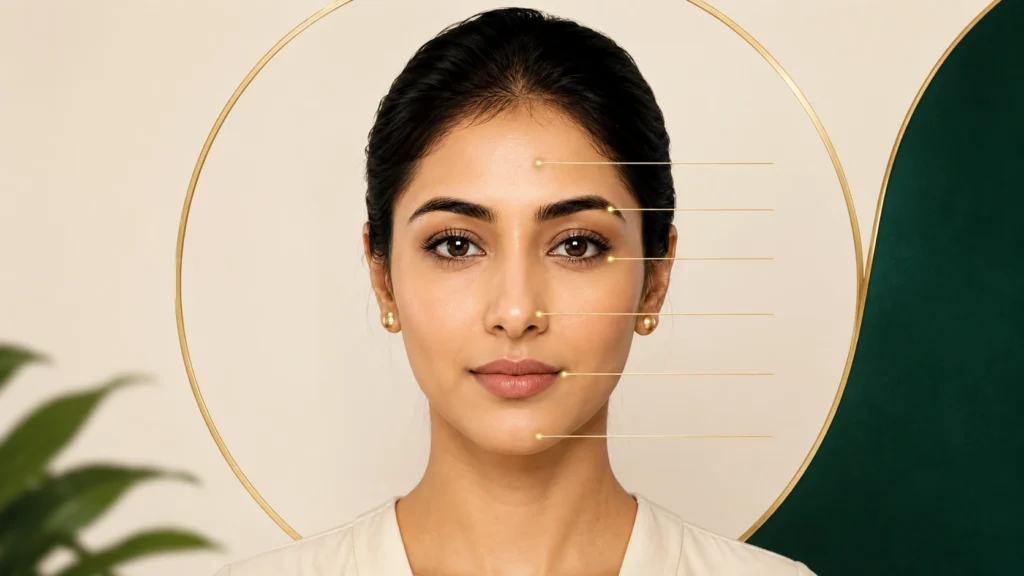 Face reading facial features chart used in an Online Face Reading Course