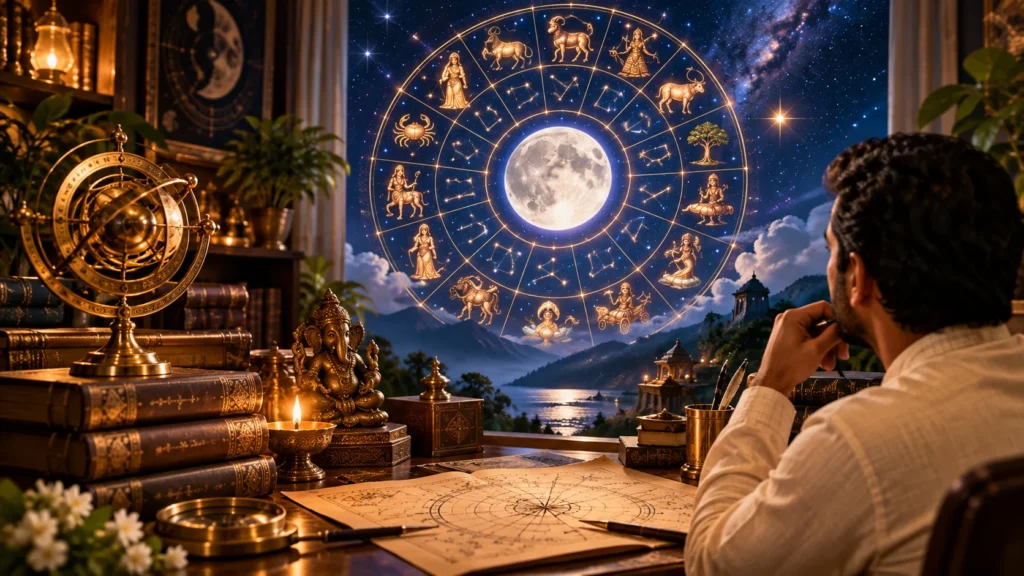 Nakshatra Course learning with a lunar zodiac chart
