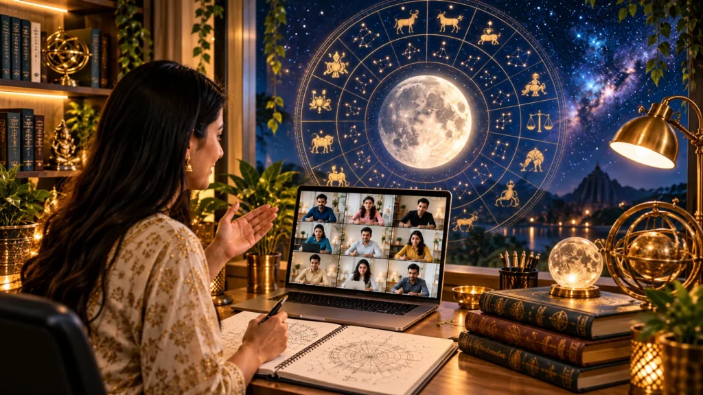 Nakshatra Course online learning with a zodiac and lunar chart